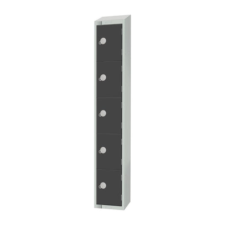 Elite Five Door Electronic Combination Locker with Sloping Top Graphite Grey