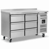 Six Drawer Counter Refrigerator With Upstand