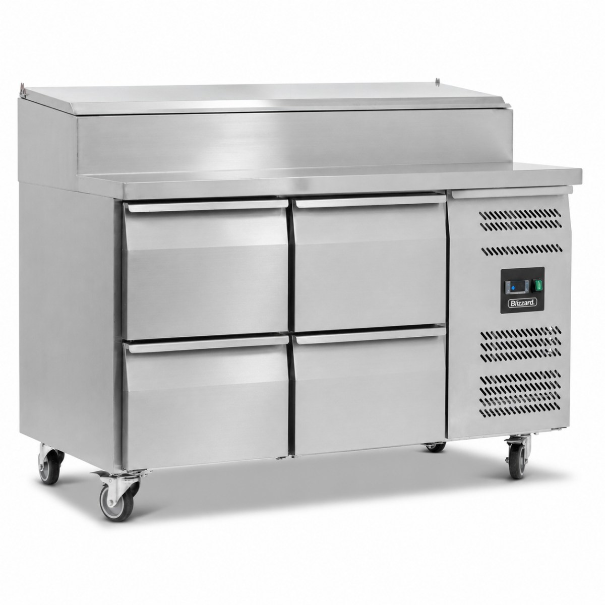 Four Drawer Refrigerated Prep Counter With Raised Collar