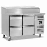 Four Drawer Refrigerated Prep Counter With Raised Collar