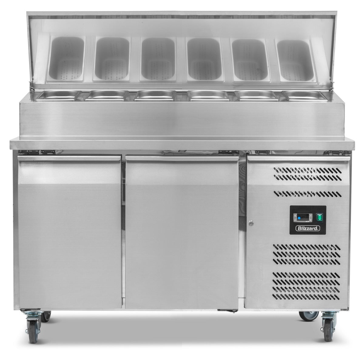 Double Door Refrigerated Prep Counter With Raised Collar