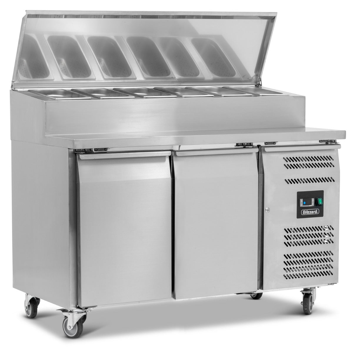 Double Door Refrigerated Prep Counter With Raised Collar