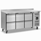 Six Drawer Counter Refrigerator With Upstand