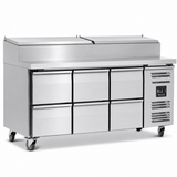 Six Drawer Refrigerated Prep Counter With Raised Collar