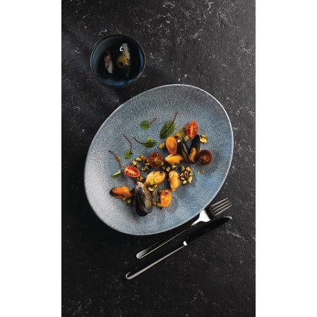 Churchill Studio Prints Raku Oval Coupe Plates Topaz Blue 270mm (12 Pack)