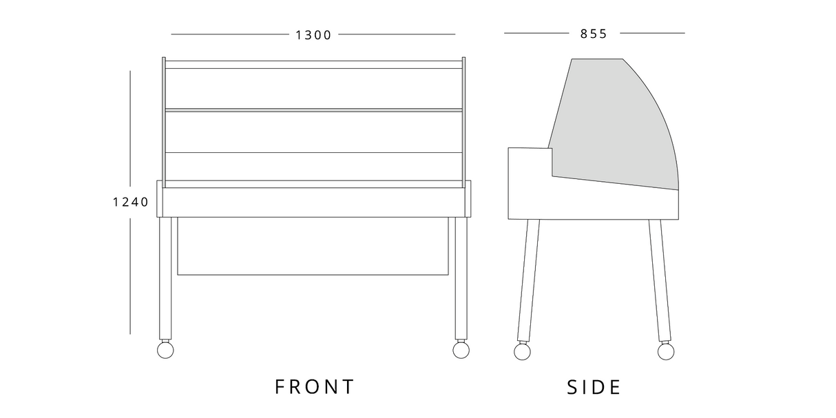 Display Case With Base 1300mm Wide