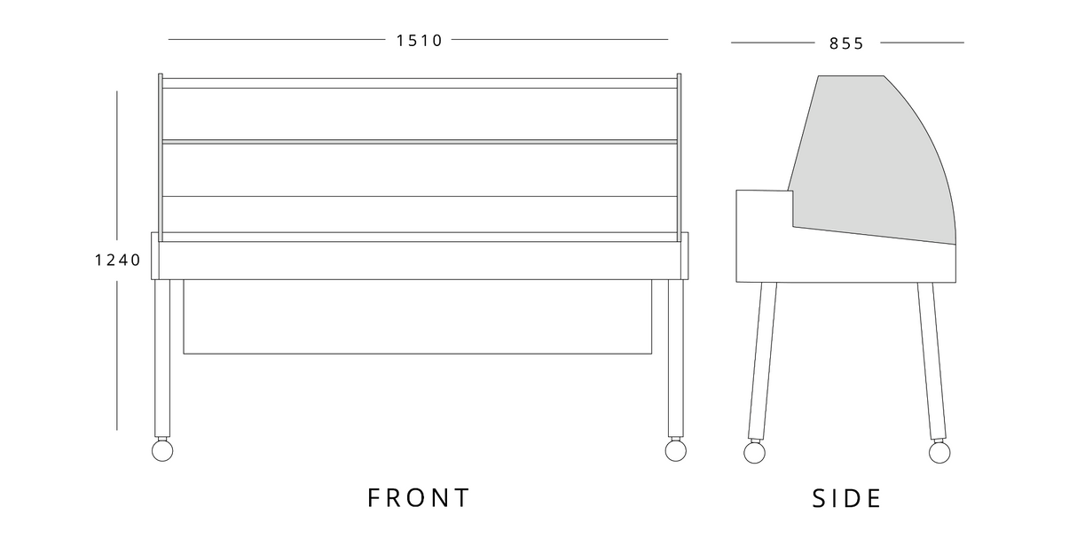 Display Case With Base 1510mm Wide