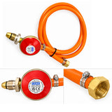 CGAS Propane Gas Regulator with 1.5m Orange LPG Hose Female threaded connector– 37mbar
