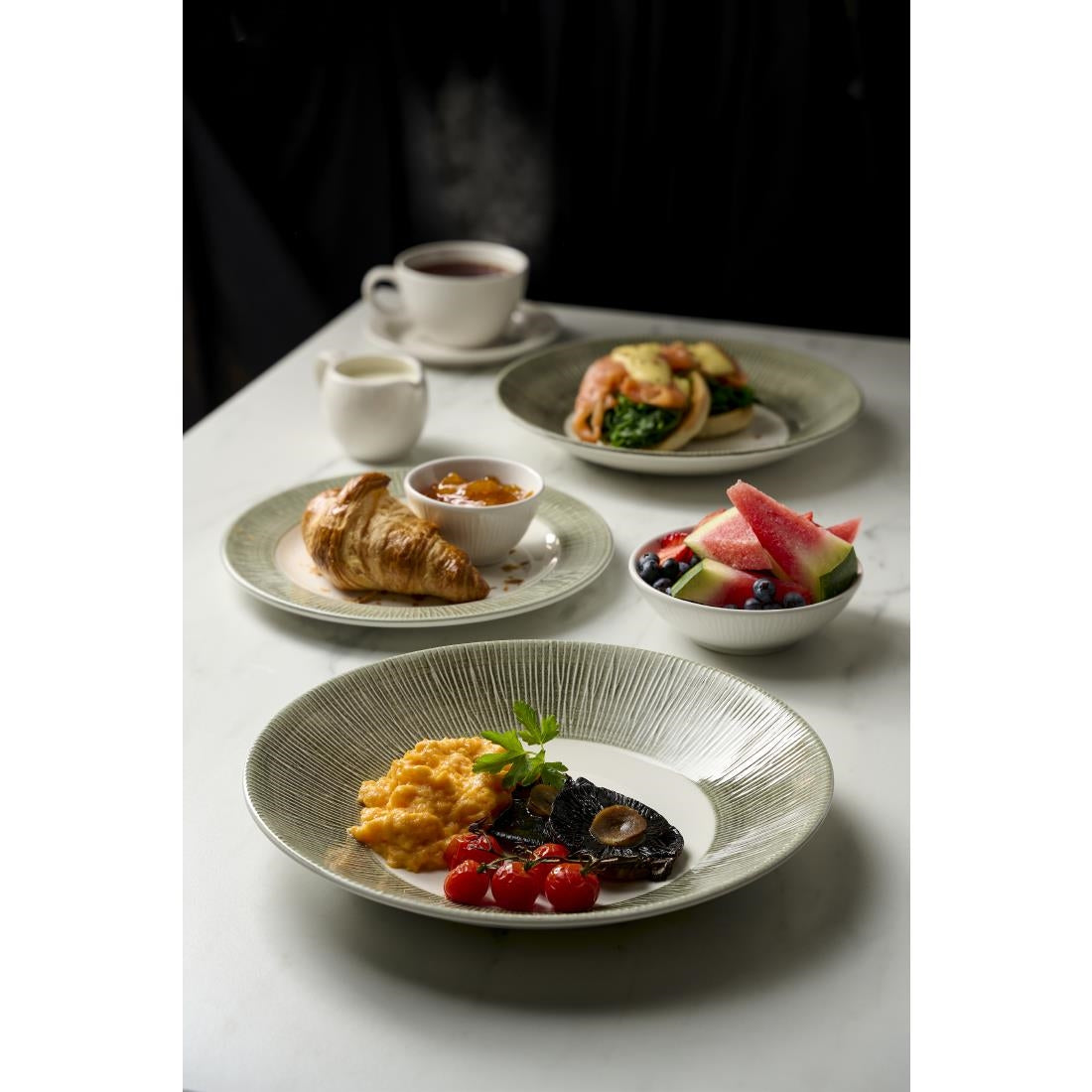 Churchill Bamboo Ceramic Spinwash Alpine Deep Coupe Plates 268mm (12 Pack)