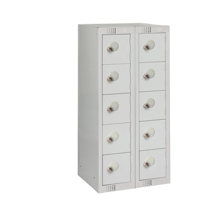 Ten Door Personal Effects Locker Grey Padlock Fitting