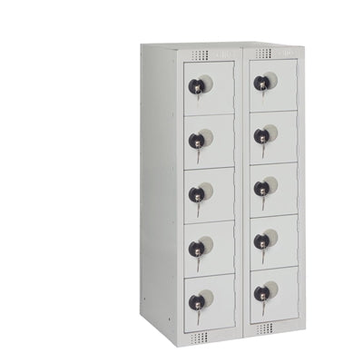 Ten Door Personal Effects Locker Grey Coin Lock