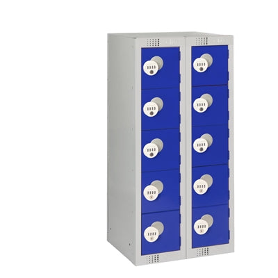 Ten Door Personal Effects Locker Blue Four-Digit Lock