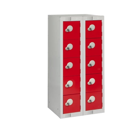 Ten Door Personal Effects Locker Red Padlock Fitting