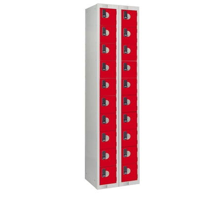 Twenty Door Personal Effects Locker Red Electronic Four-Digit Lock
