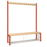 Single-Sided Island Seating with Mesh Tray Red 1500mm