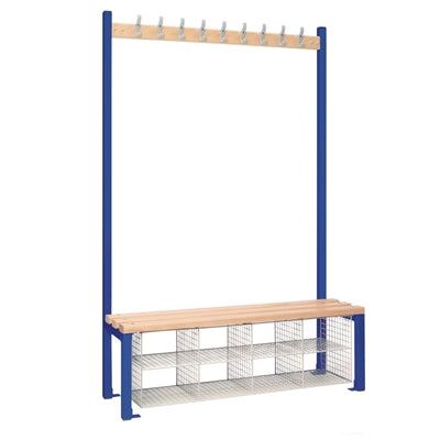 Single-Sided Island Seating with Mesh Basket Blue 1200mm