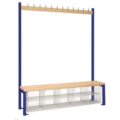 Single-Sided Island Seating with Mesh Basket Blue 1500mm