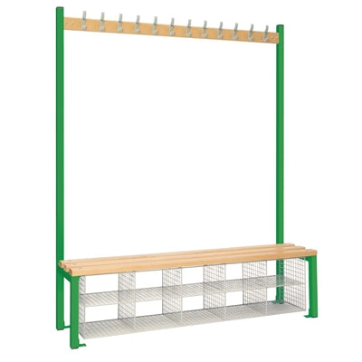 Single-Sided Island Seating with Mesh Basket Green 1500mm