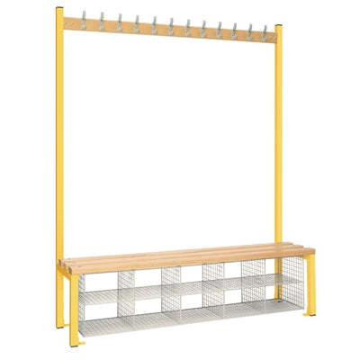 Single-Sided Island Seating with Mesh Basket Yellow 1500mm