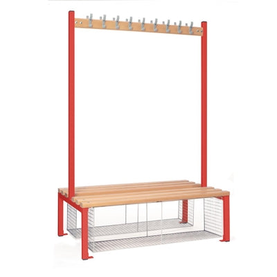 Double-sided Island Seating with Mesh Tray Red 1200mm