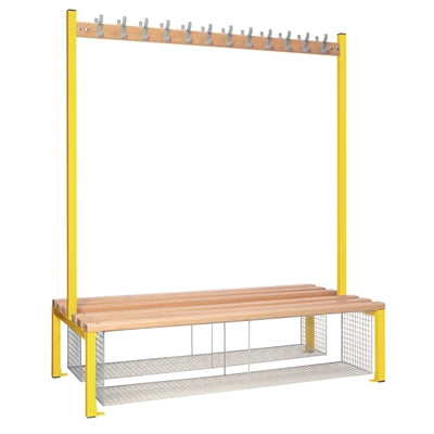 Double-sided Island Seating with Mesh Tray Yellow 1500mm