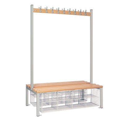 Double-Sided Island Seating with Mesh Basket Grey 1200mm