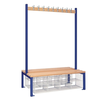 Double-Sided Island Seating with Mesh Basket Blue 1200mm