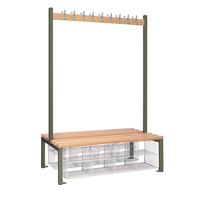 Double-Sided Island Seating with Mesh Basket Dark Grey 1200mm