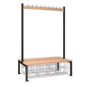 Double-Sided Island Seating with Mesh Basket Black 1200mm
