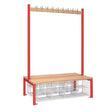 Double-Sided Island Seating with Mesh Basket Red 1200mm