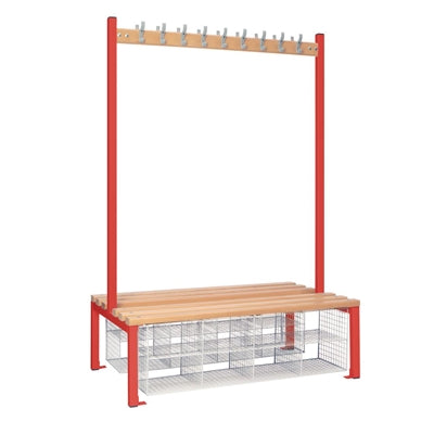 Double-Sided Island Seating with Mesh Basket Red 1200mm