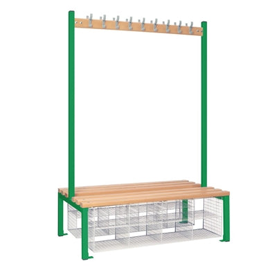 Double-Sided Island Seating with Mesh Basket Green 1200mm