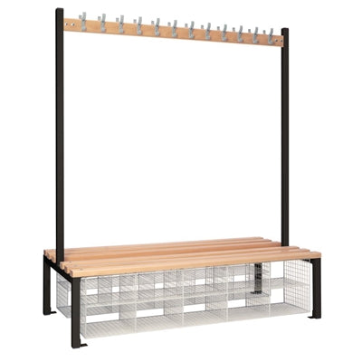Double-Sided Island Seating with Mesh Basket Black 1500mm