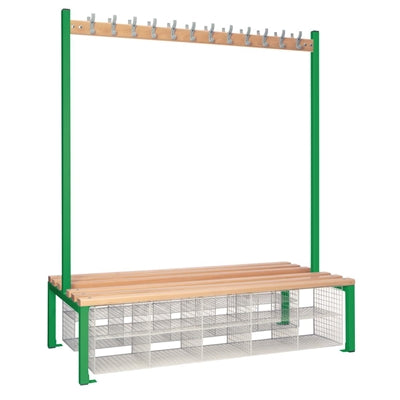 Double-Sided Island Seating with Mesh Basket Green 1500mm