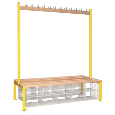 Double-Sided Island Seating with Mesh Basket Yellow 1500mm