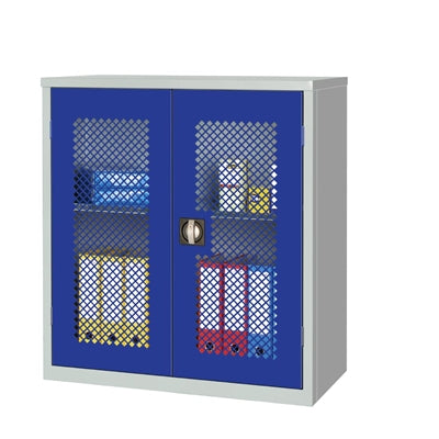 Small Mesh-Fronted Stock Control Cupboard Blue