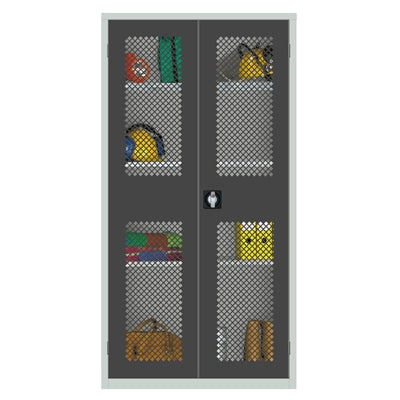 Large Mesh-Fronted Stock Control Cupboard Dark Grey