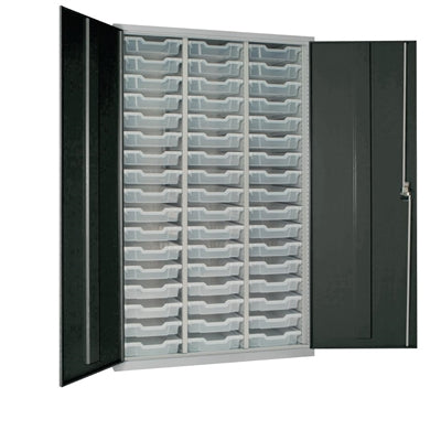 51 Tray High-Capacity Storage Cupboard - Dark Grey with Transparent Trays