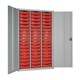 51 Tray High-Capacity Storage Cupboard - Grey with Red Trays