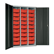 27 Tray High-Capacity Storage Cupboard - Dark Grey with Red Trays