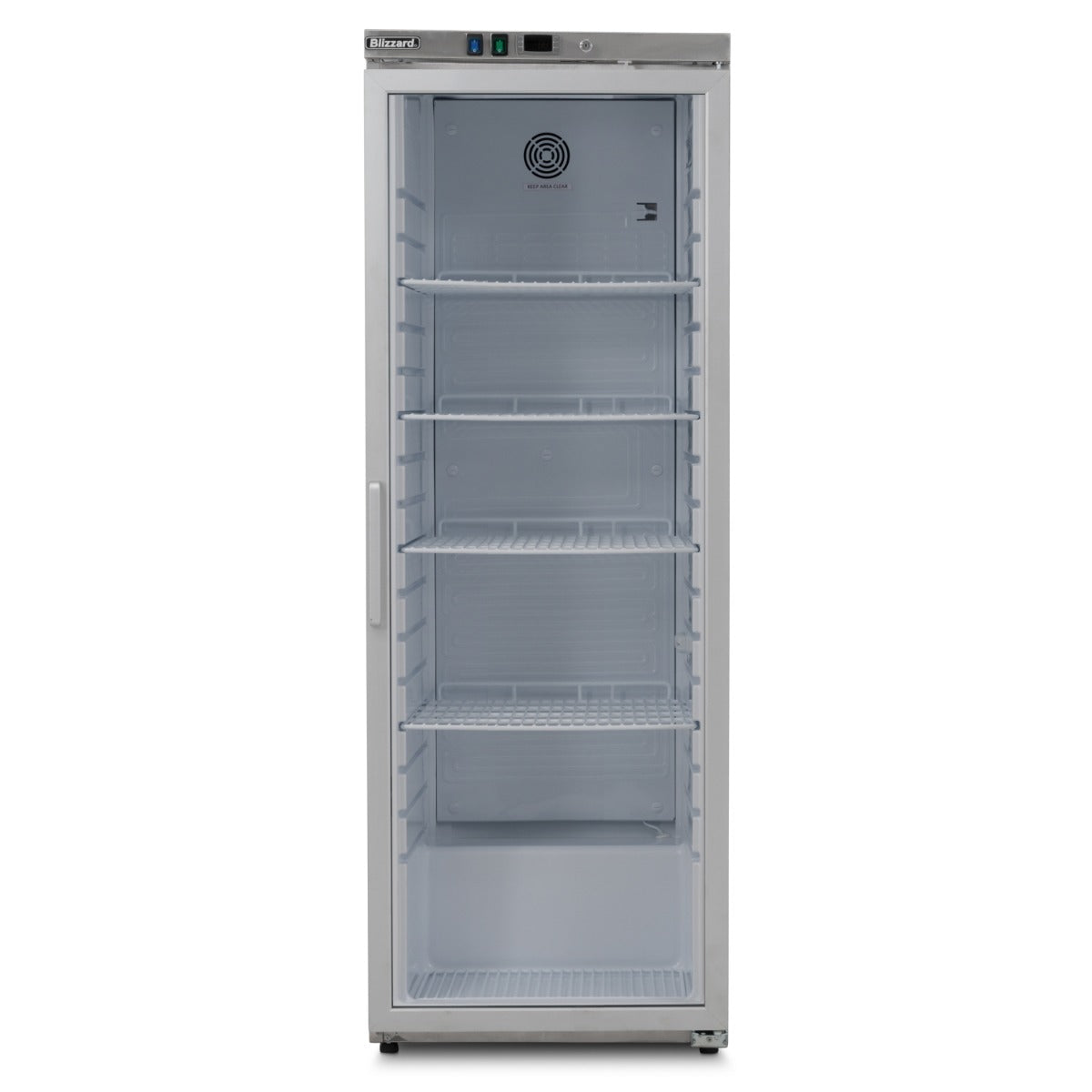 Upright 320 L Single Hinged Glass Door Refrigerator