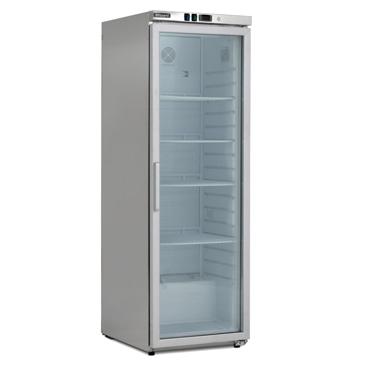 Upright 320 L Single Hinged Glass Door Refrigerator