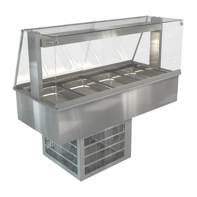 Cossiga Linear Series Drop-in Refrigerated Well Full Square Glass Gantry 1485mm