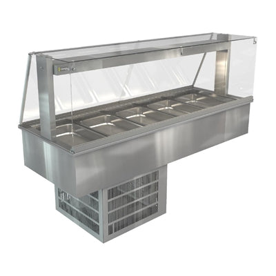 Cossiga Linear Series Drop-in Refrigerated Well Full Square Glass Gantry 1825mm
