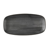 Churchill Stonecast Raw Black Chefs Oblong Plates 280 x 152mm (12 Pack)