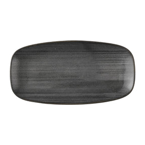 Churchill Stonecast Raw Black Chefs Oblong Plates 280 x 152mm (12 Pack)