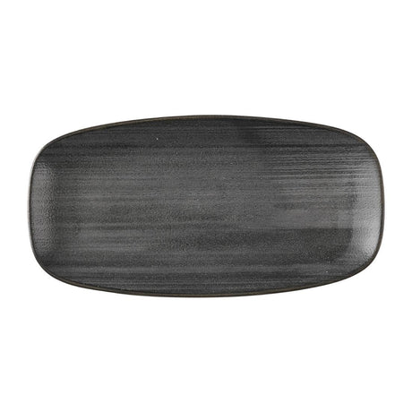 Churchill Stonecast Raw Black Chefs Oblong Plates 280 x 152mm (12 Pack)