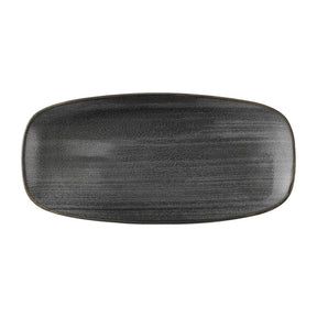 Churchill Stonecast Raw Black Chefs Oblong Plates 270 x 127mm (12 Pack)