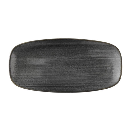 Churchill Stonecast Raw Black Chefs Oblong Plates 270 x 127mm (12 Pack)