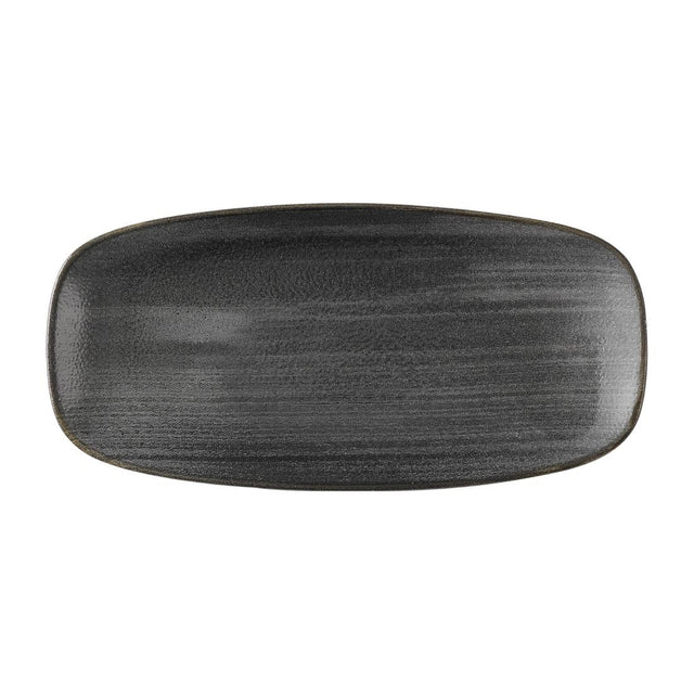 Churchill Stonecast Raw Black Chefs Oblong Plates 270 x 127mm (12 Pack)